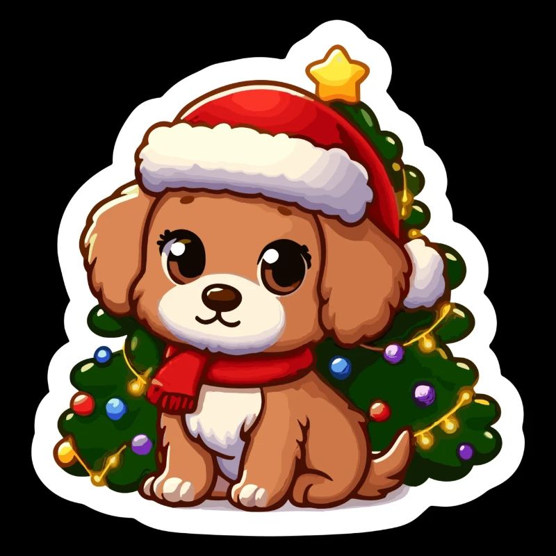 Chiot de Noël mignon : cadeau parfait pour les amoureux des chiens