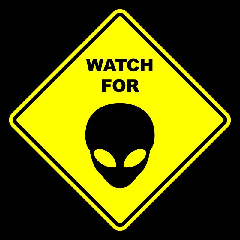 Achten Sie auf das graue Aliens-Schild
