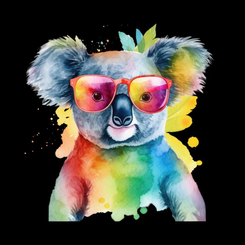 Bunter cooler Koala mit Sonnenbrille