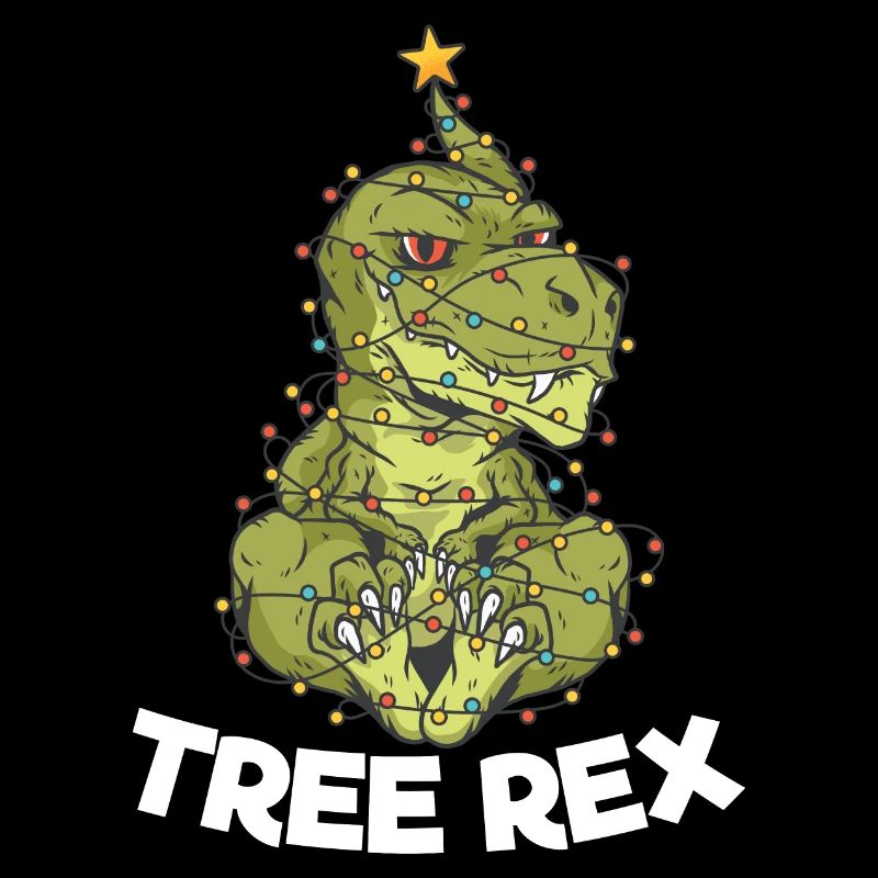 Christmas Tree T-Rex Xmas Lights Pun Gift