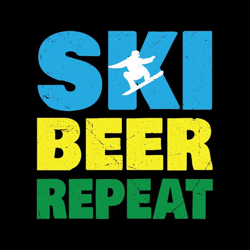 Ski Beer Repeat Funny Skiing