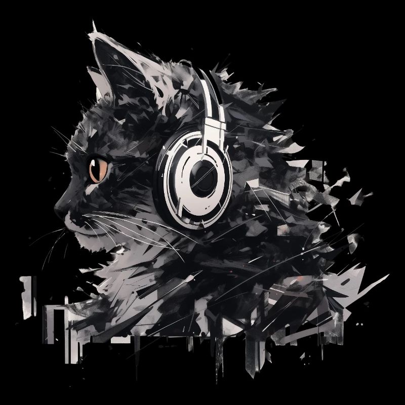Katze mit Kopfhörern – Musik und Chill