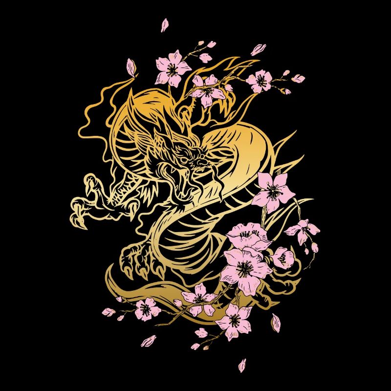 Japanese Dragon Cherry Blossoms Sakura Dragon
