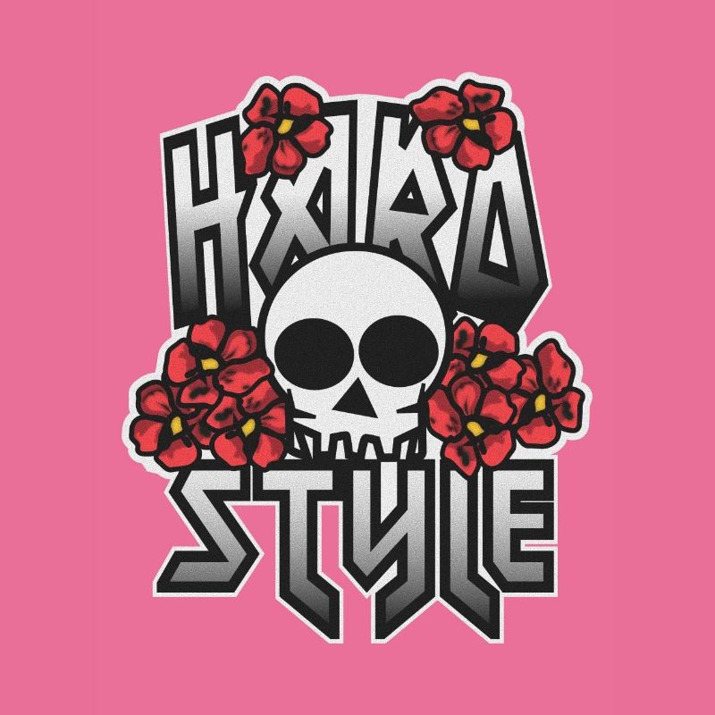 HARD STYLE in Blumen eingebetteter Schädel