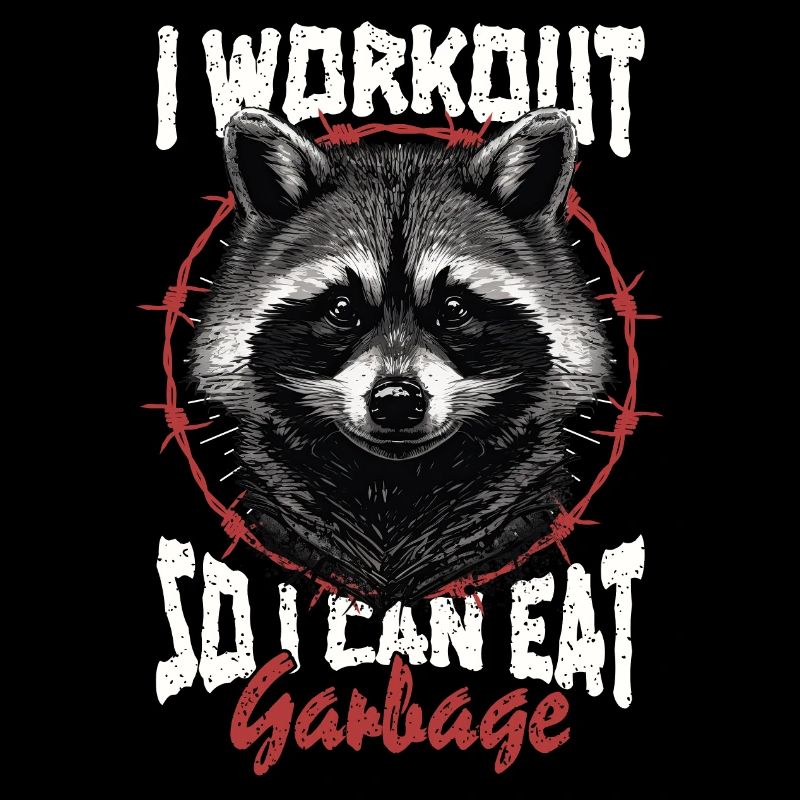 Ich trainiere, damit ich Müll essen kann, lustiger Waschbär