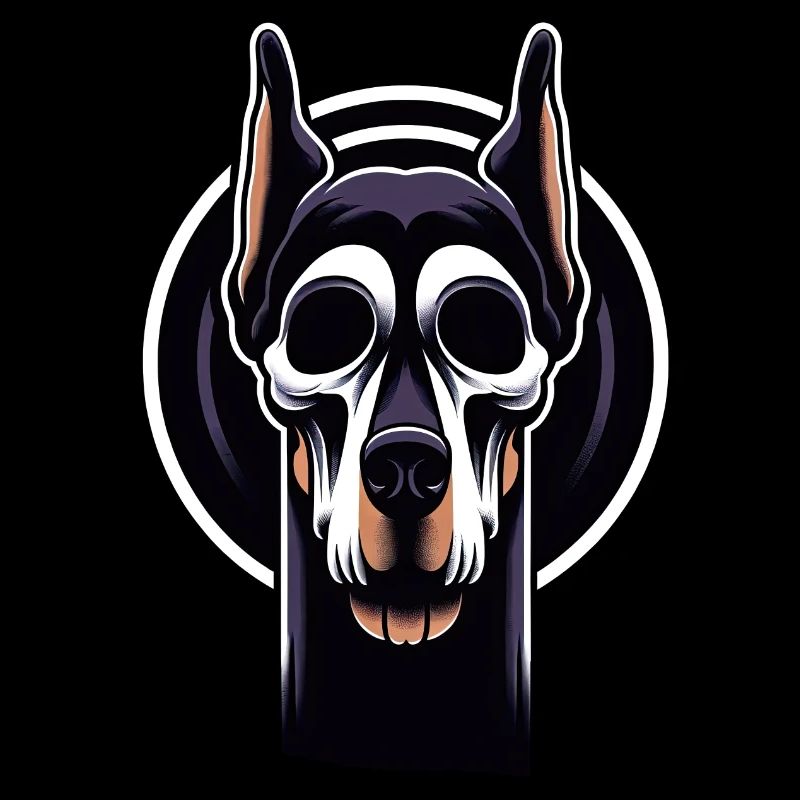 Neon Doberman Skull Edge