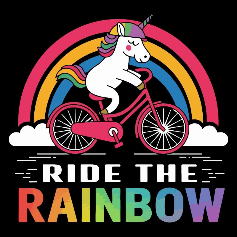 Unicorn Bicycle Ride Rainbow Tee