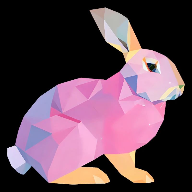 Playful Pink Bunny with Purple Triangles
