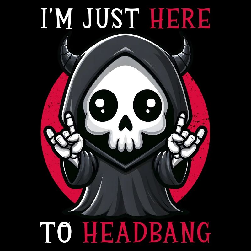Je suis juste ici pour headbanger mignon grim reaper