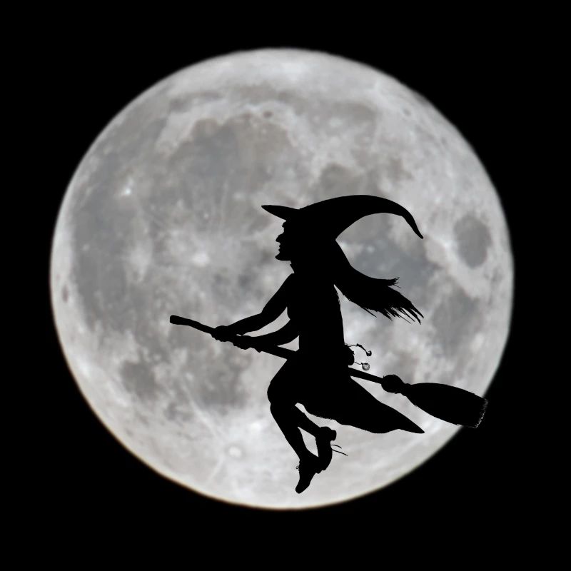 Voler sorcière en face de la lune