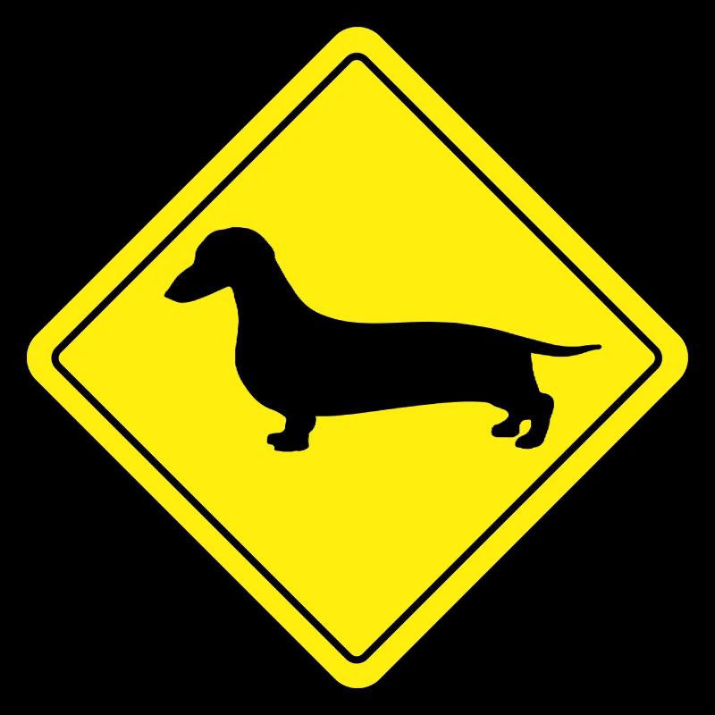 Yellow Dachshund Teckel sign