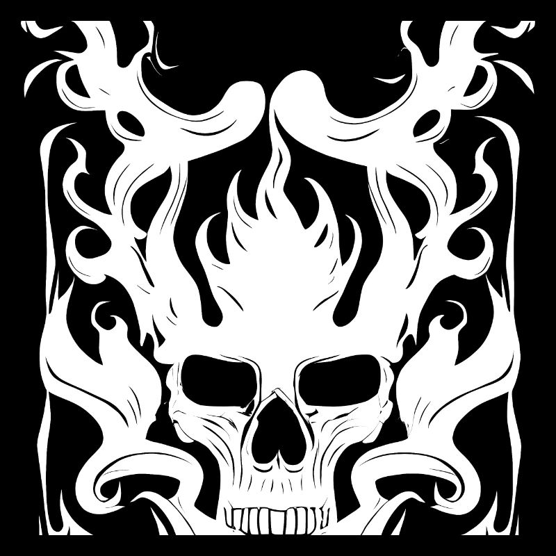 Halloween Horror Skull with Flames