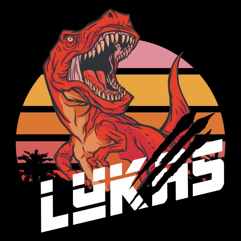 LUKAS - Beautiful boy name with T-REX Dino