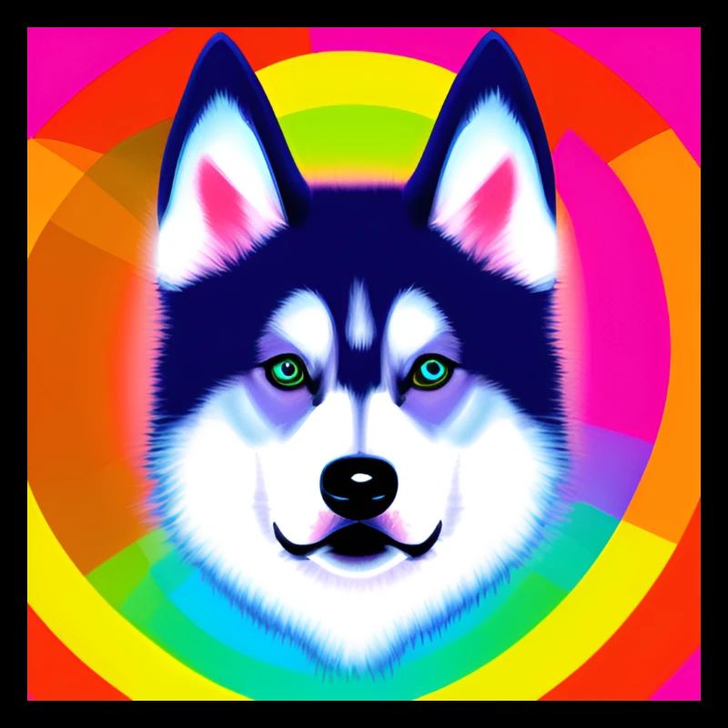 Niedliches Regenbogen Husky Comic Design