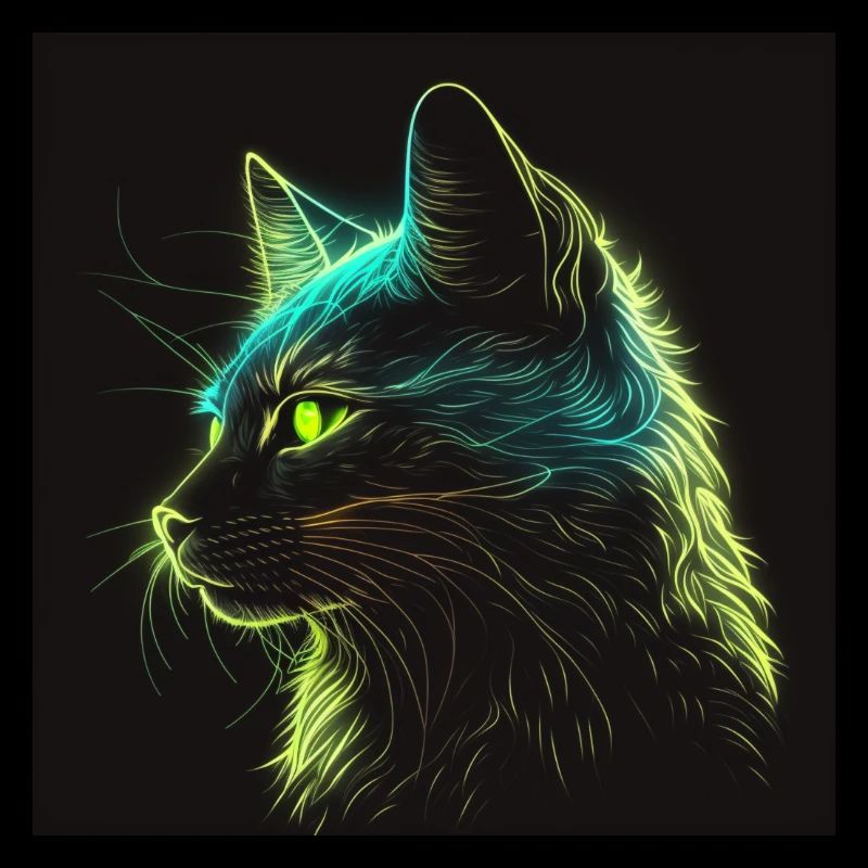 Neon cat at night