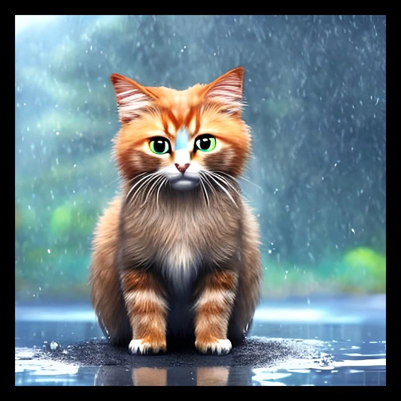 Kitten in the rain