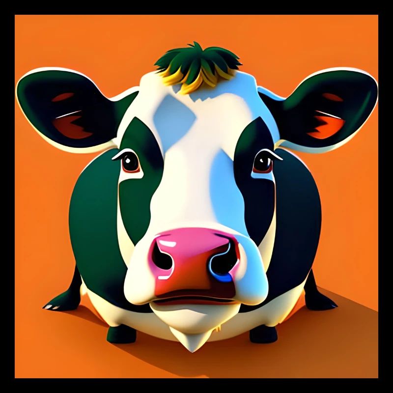 Black and White Cow On Orange Background