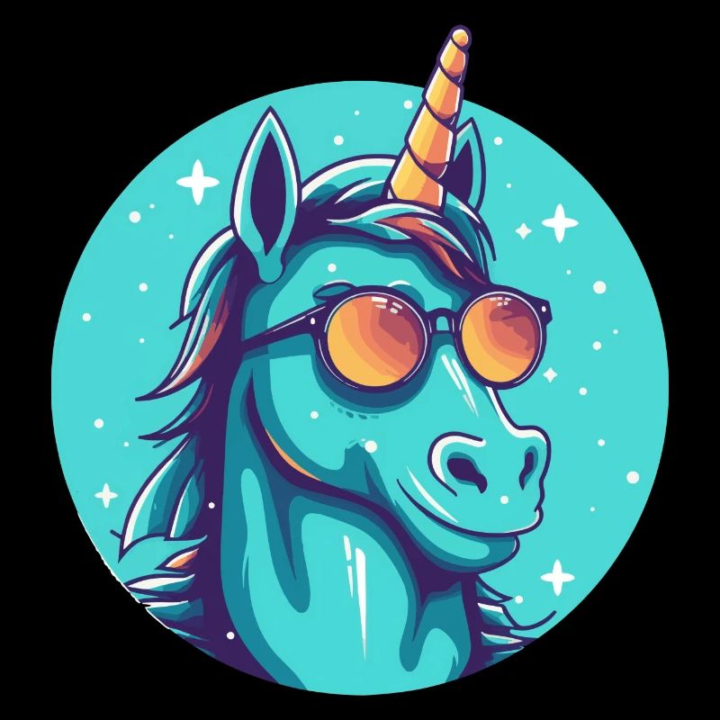 Einhorn mit Sonnenbrille, mythisches Pferd