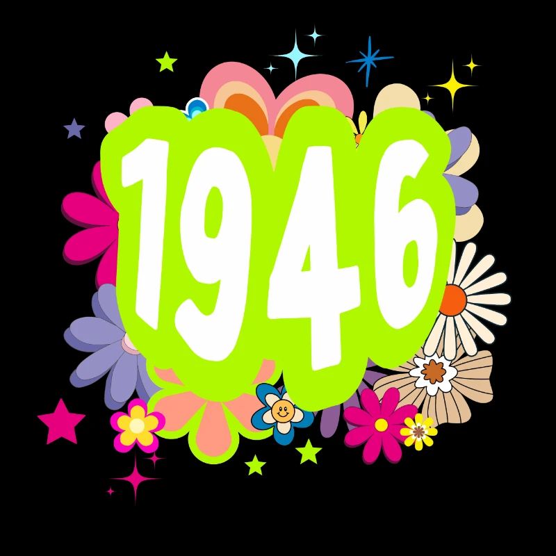 Year 1946 anniversary Floral Groovy