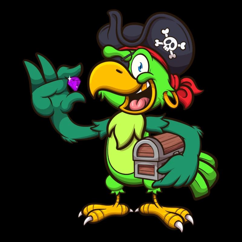 Piratenpapagei mit Schatz