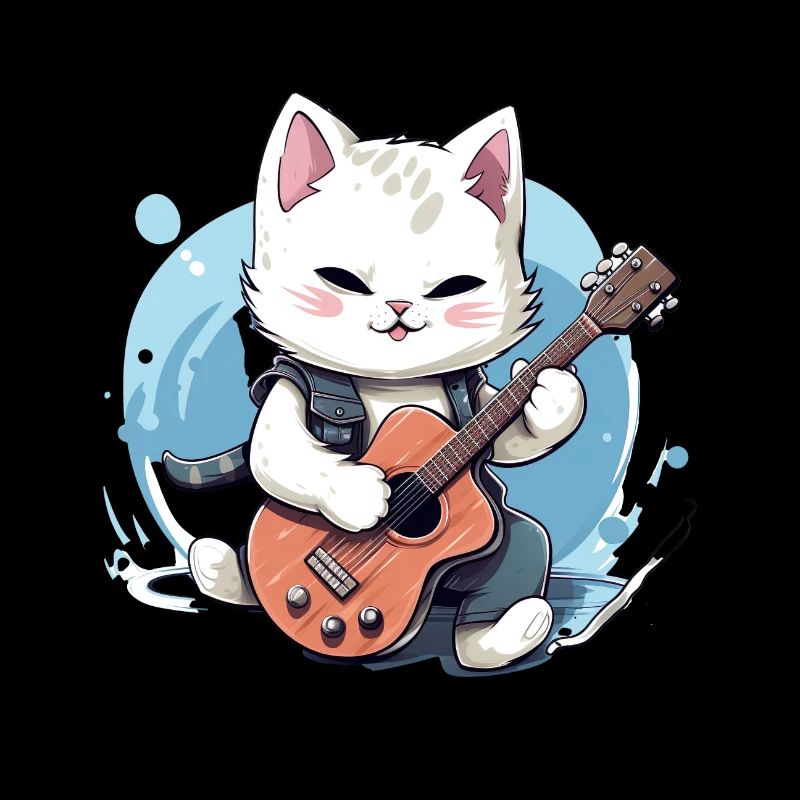 Katze mit E Gitarre - Katzen T Shirt