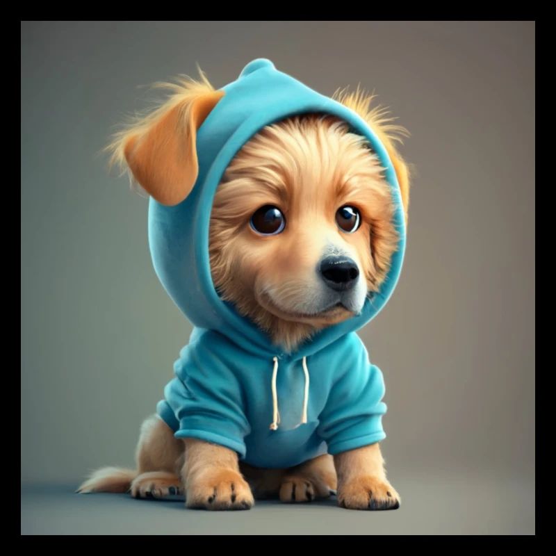chien à capuchon bleu