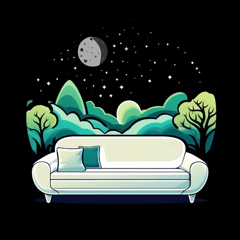 Runde Farbige Illustration eines Sofas mitNatur