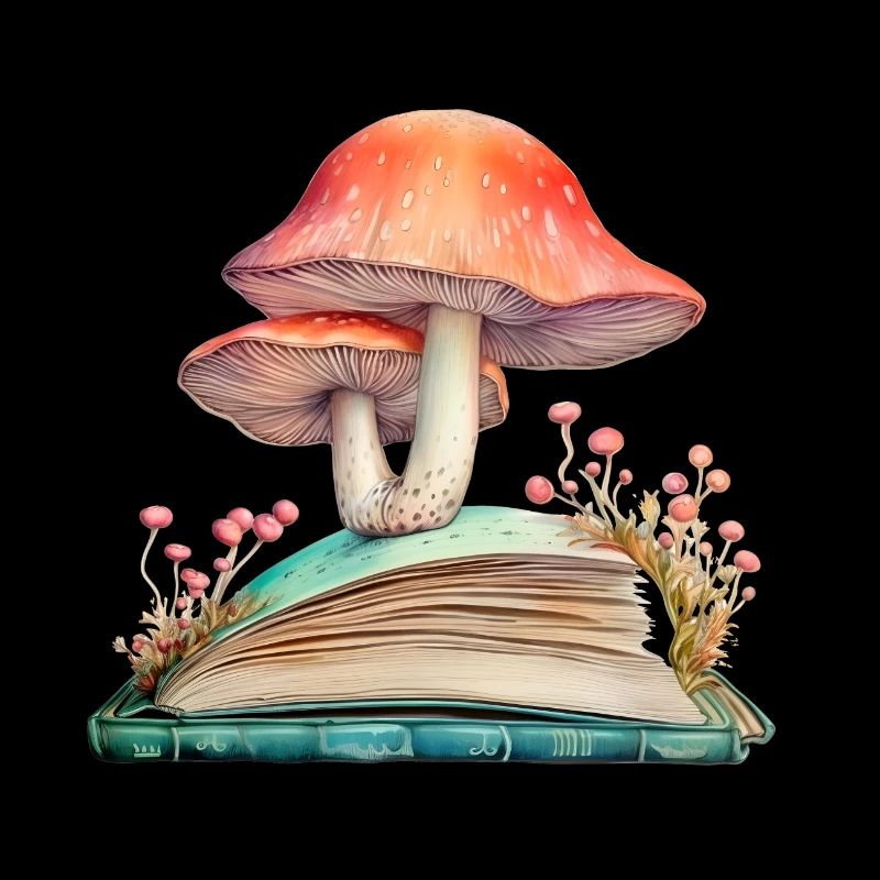 Pilz sprießt aus Buch - Wasserfarben gemalt