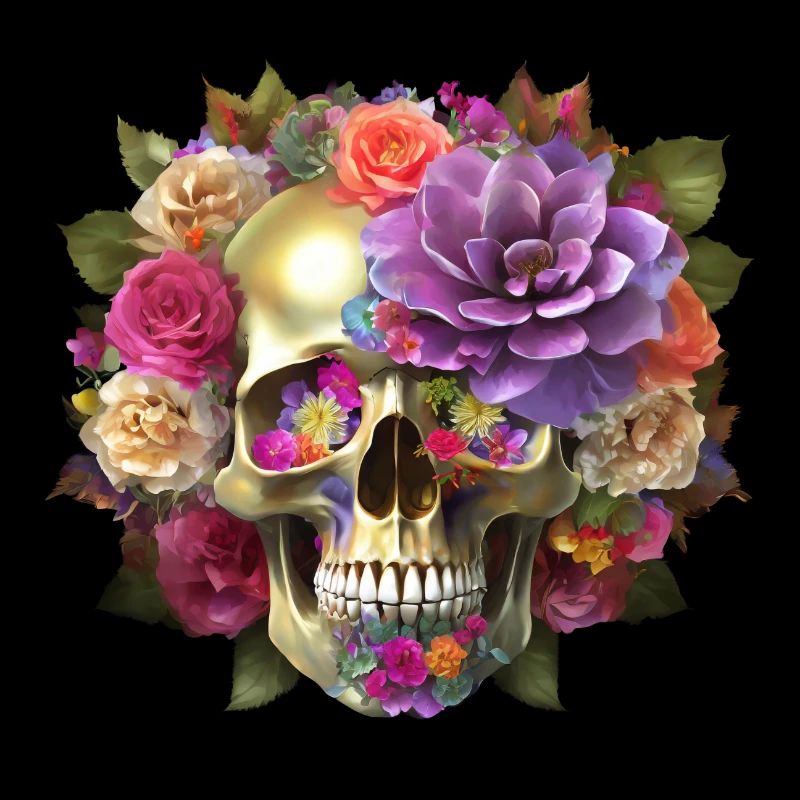 Crâne avec des fleurs