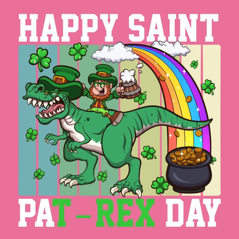 Joyeux lutin de la Saint-Pat-Rex avec T-Rex