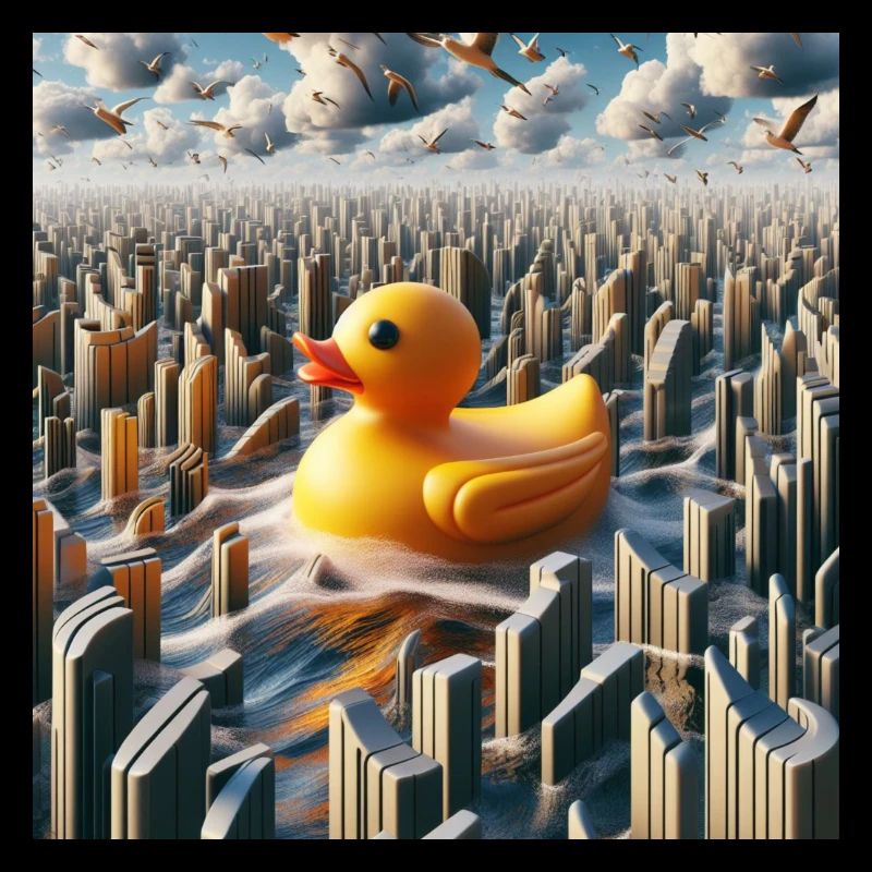 Bade Ente in einer Hyperrealistischen Fantasiewelt