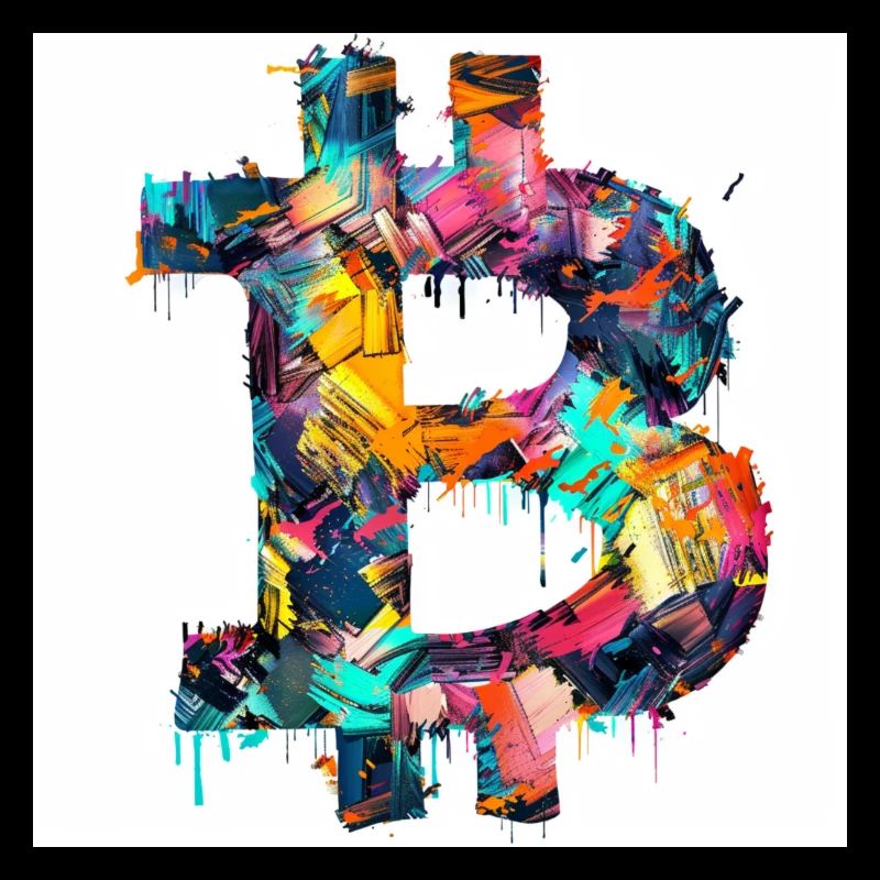 BTC Logo bunt Bitcoin kunst farbe Crypto