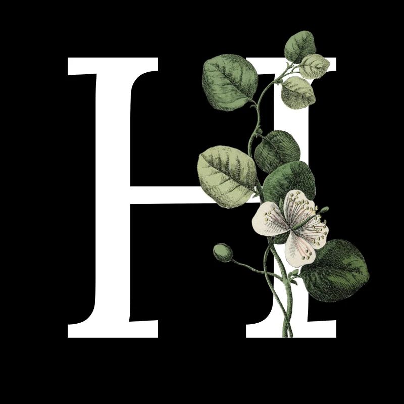 lettre h botanique vert