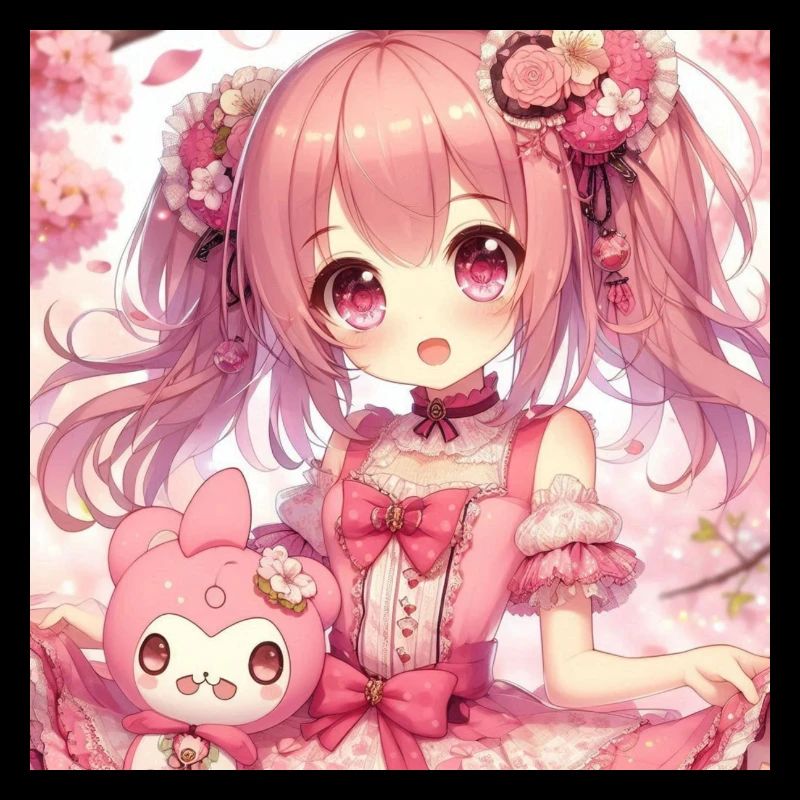 Kleines Mädchen mit ihrer japanischen Anime-Puppe