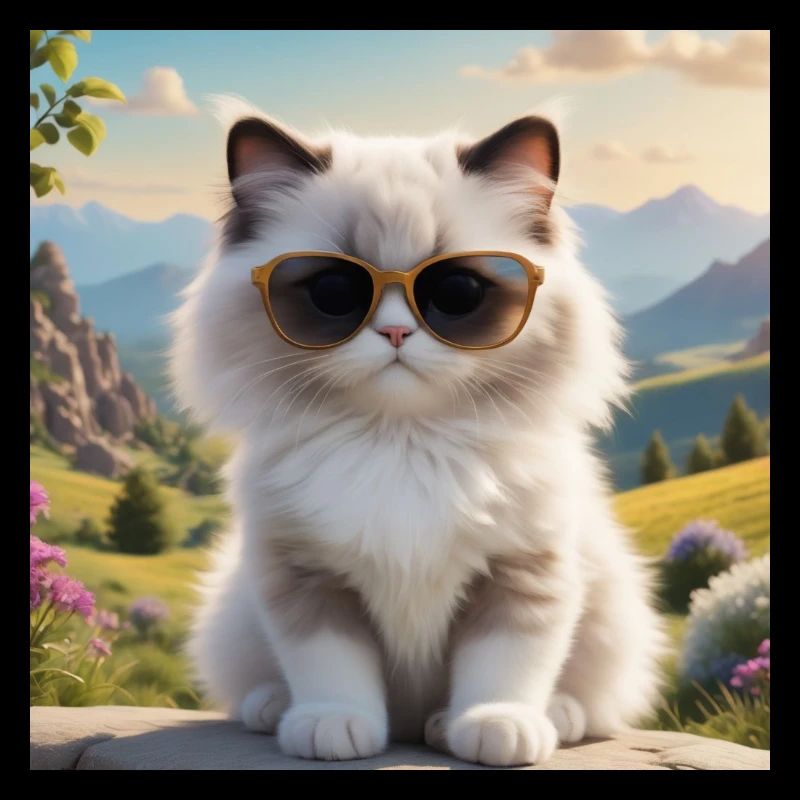 Ragdoll Katze mit Sonnenbrille