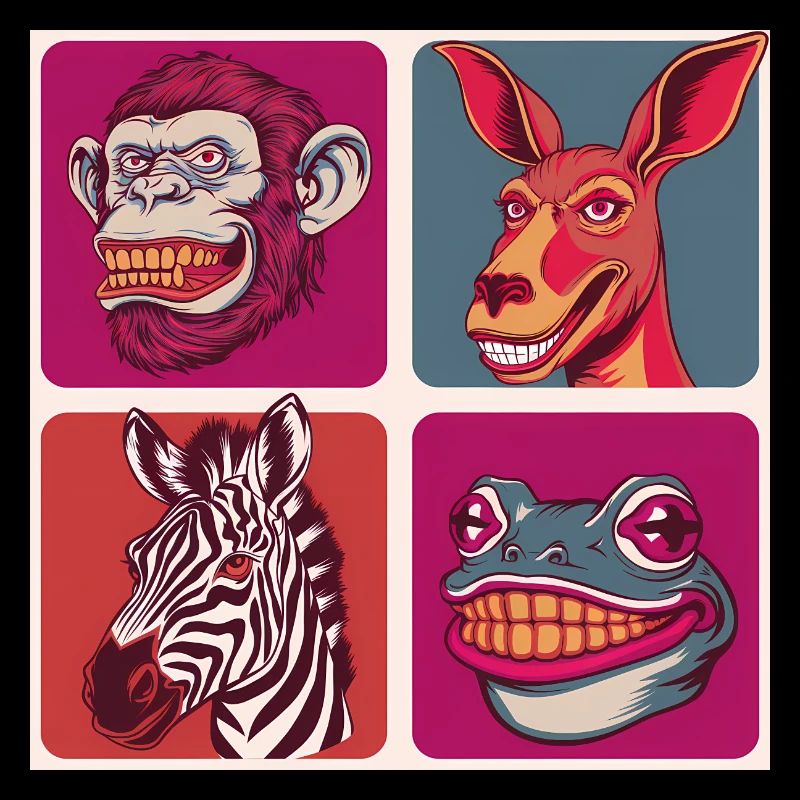 Smile Tiere kangaro ape zebra frog Halloween