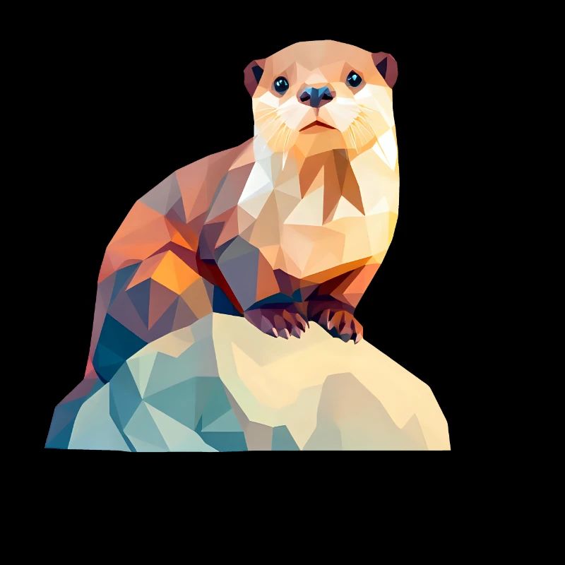 Playful Otter on Rugged Rock