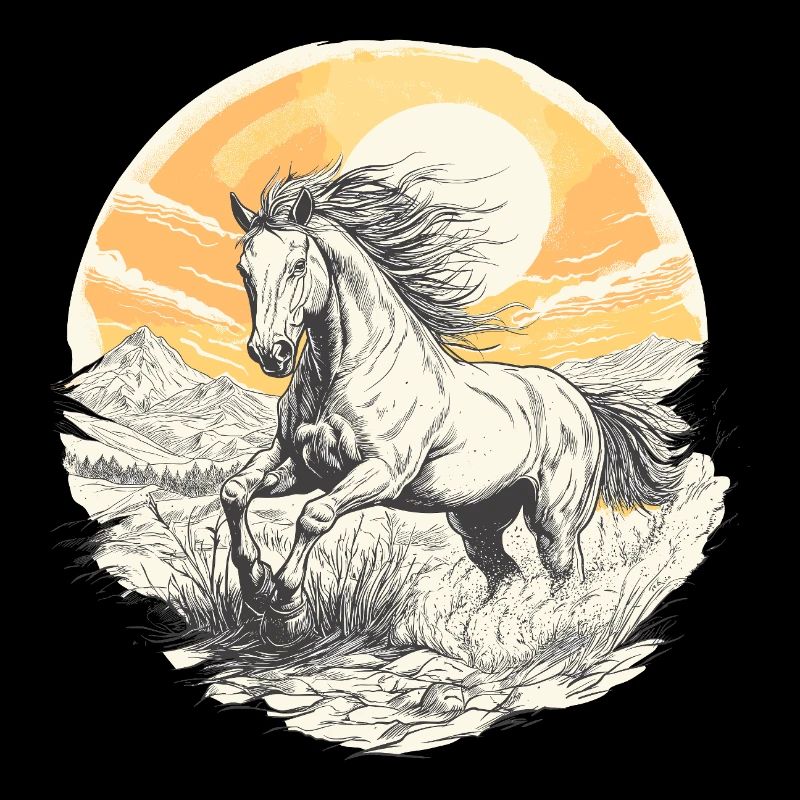 Cheval d’équitation coucher de soleil Vintage Rider Rider