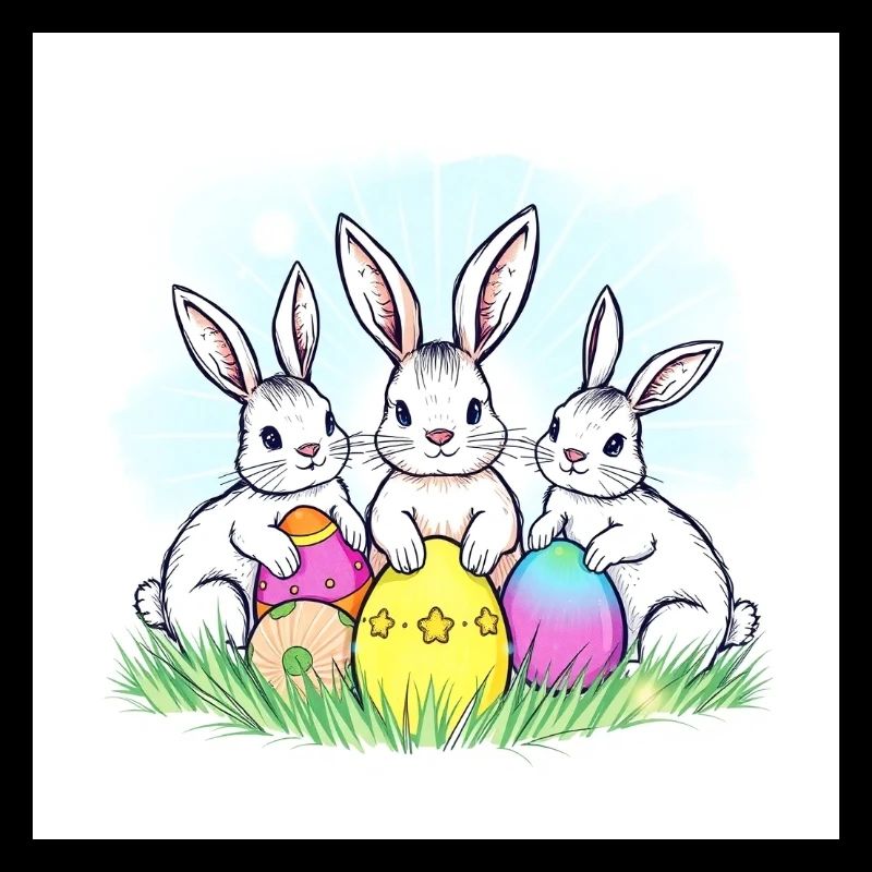 Drei glückliche Osterhasen