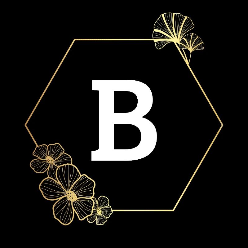 Lettre b cadre Floral doré