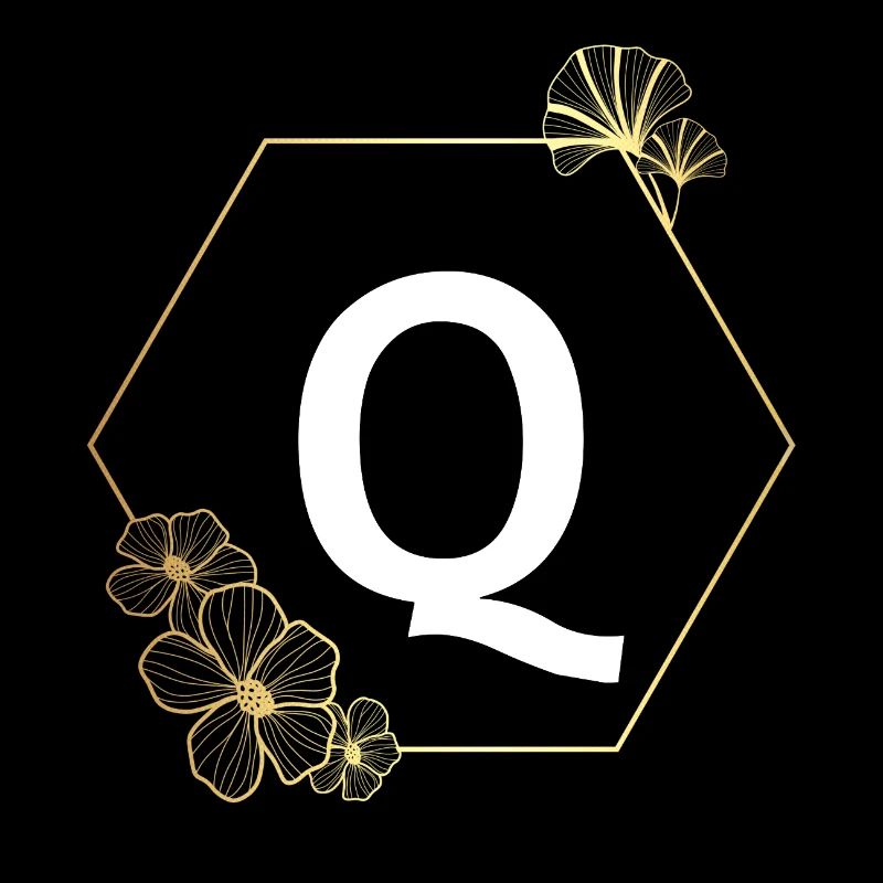 Letter q Gold Floral Frame