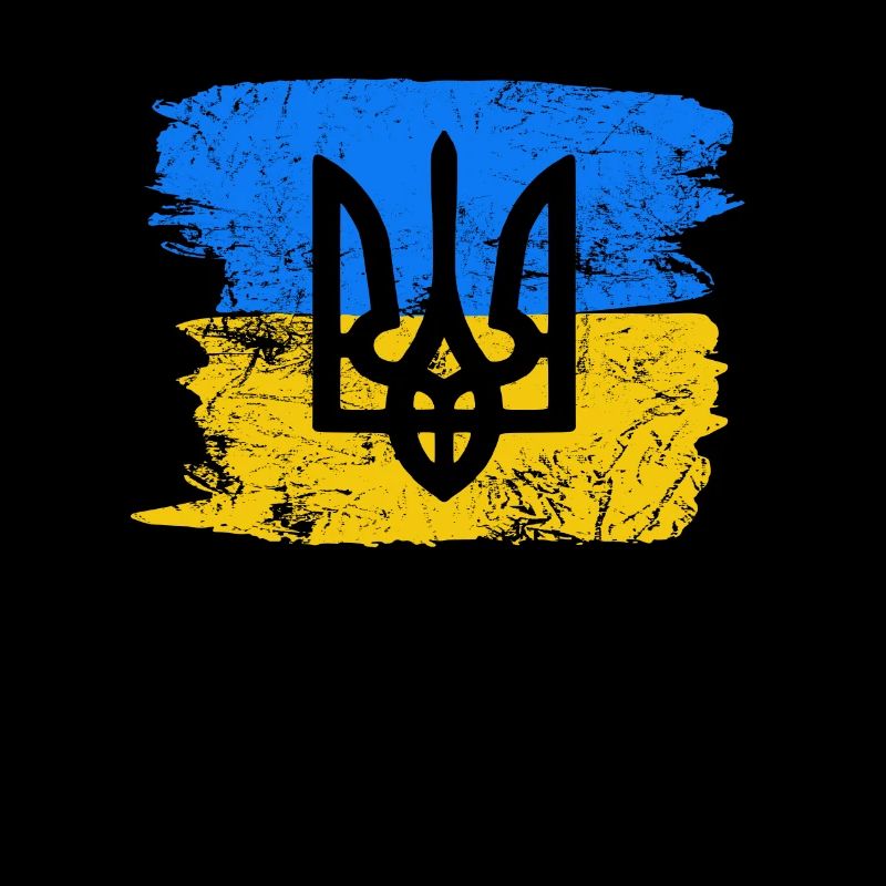 Guerre d’Ukraine - Trident devant le drapeau ukrainien