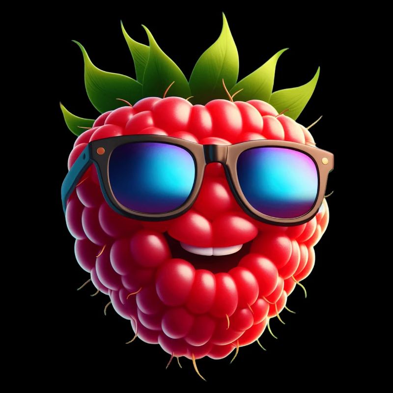 Coole Himbeere mit Sonnenbrille – Obst-Design