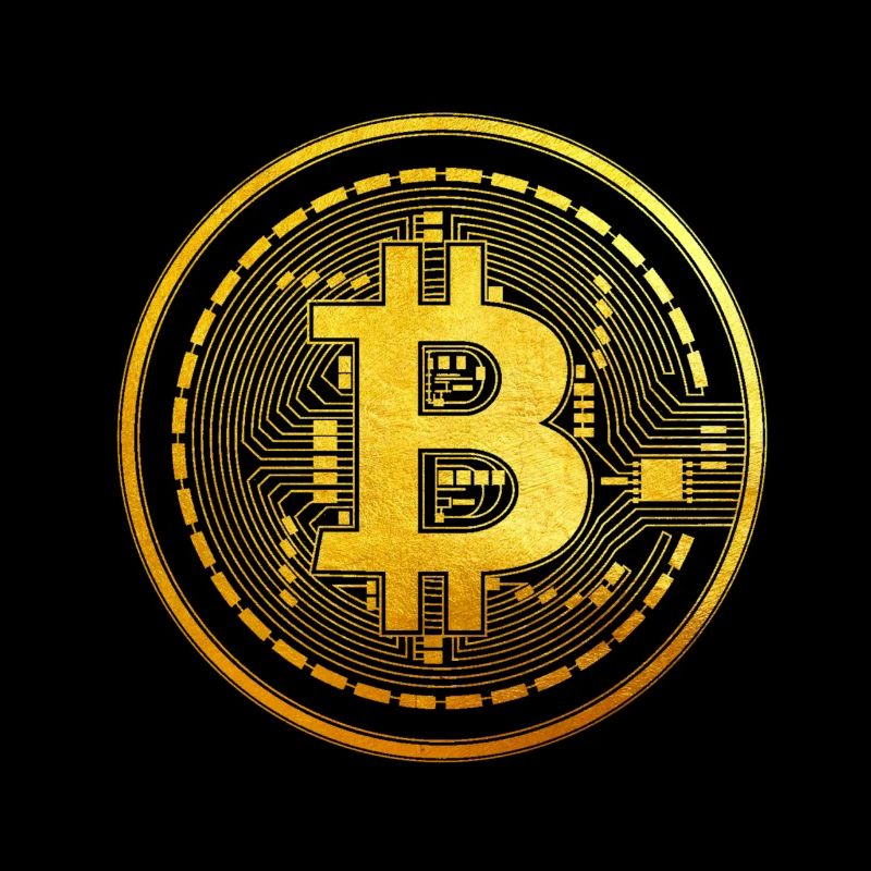 Icône de pièce de monnaie Bitcoin Crypto Blockchain en or
