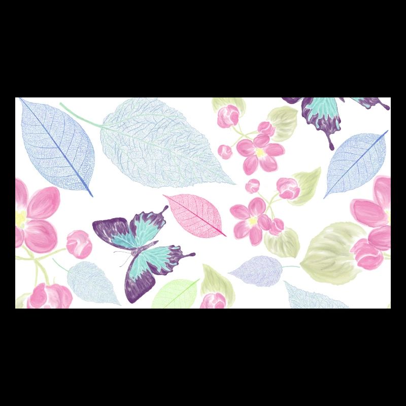 papillon, fleur, feuilles de différentes couleurs