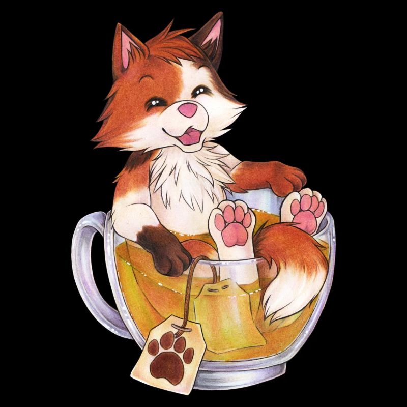 Niedliche KitTeaCat Katze in Teetasse mit Tee