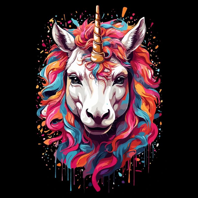 Buntes Einhorn: Pferd im Regenbogenrausch