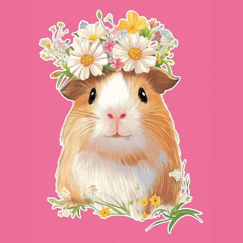 Cochon d’Inde avec des fleurs