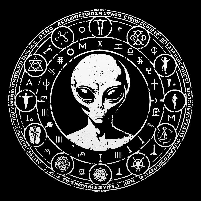 Alien Kosmische Symbole Mystisches Design Shirt
