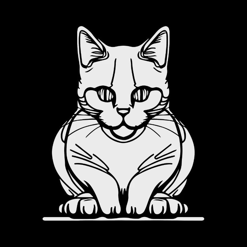Chat assis d’une ligne